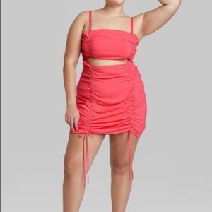 NWT Women's Sleeveless Cut Out Ruched Front Bodycon Dress - Wild Fable™